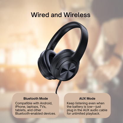 Compact gym headphones with both wired and wireless options