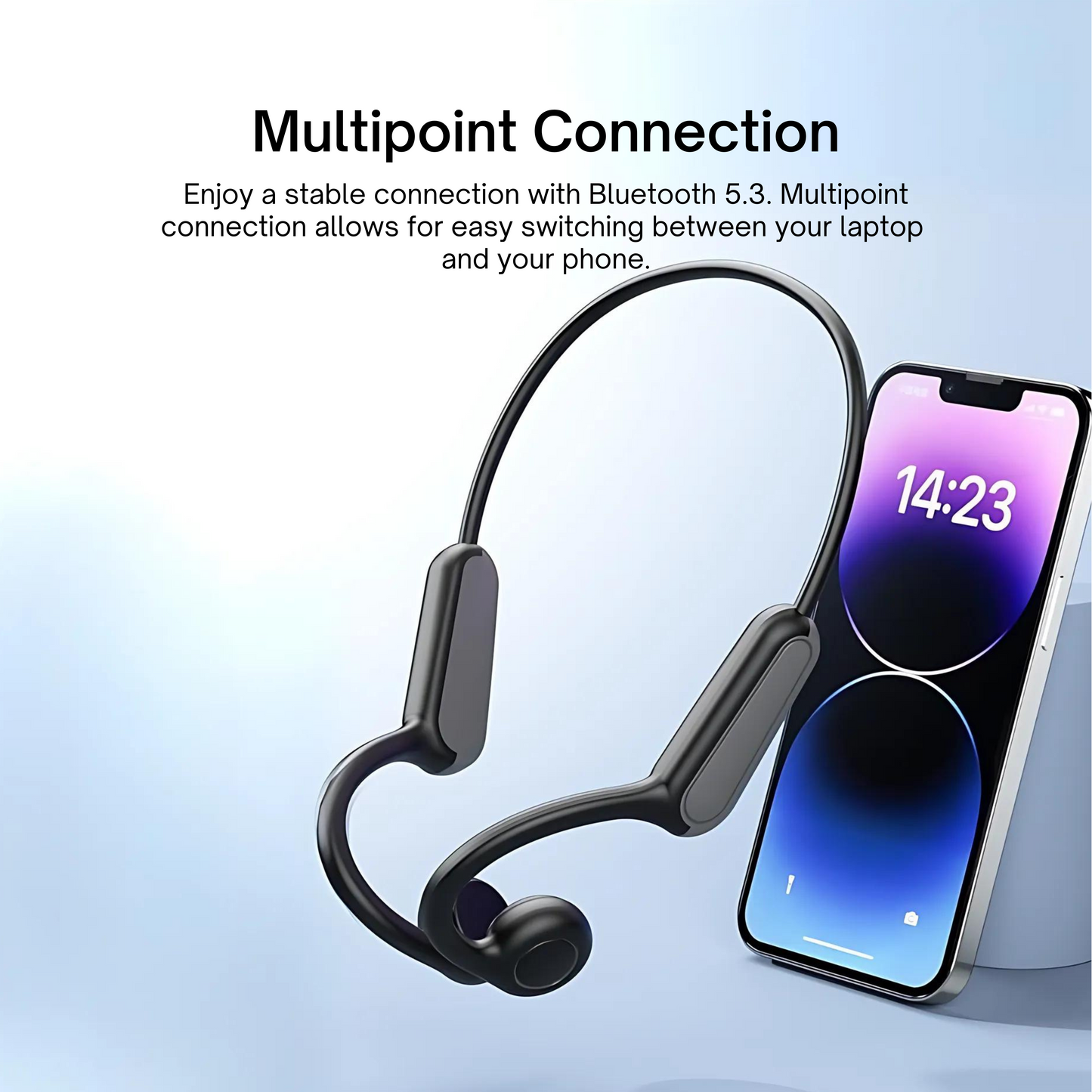 Bone conduction headphones connected to two devices simultaneously