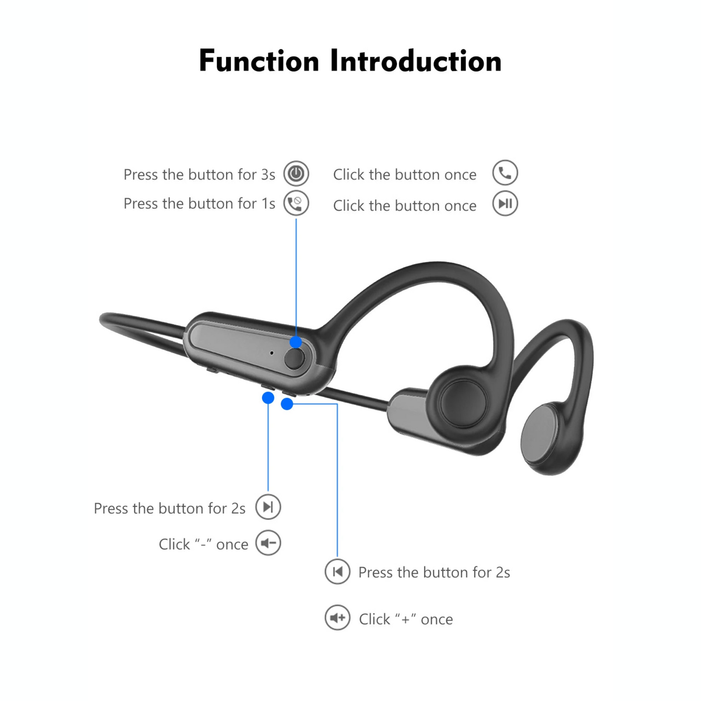 Bone conduction headphones black color