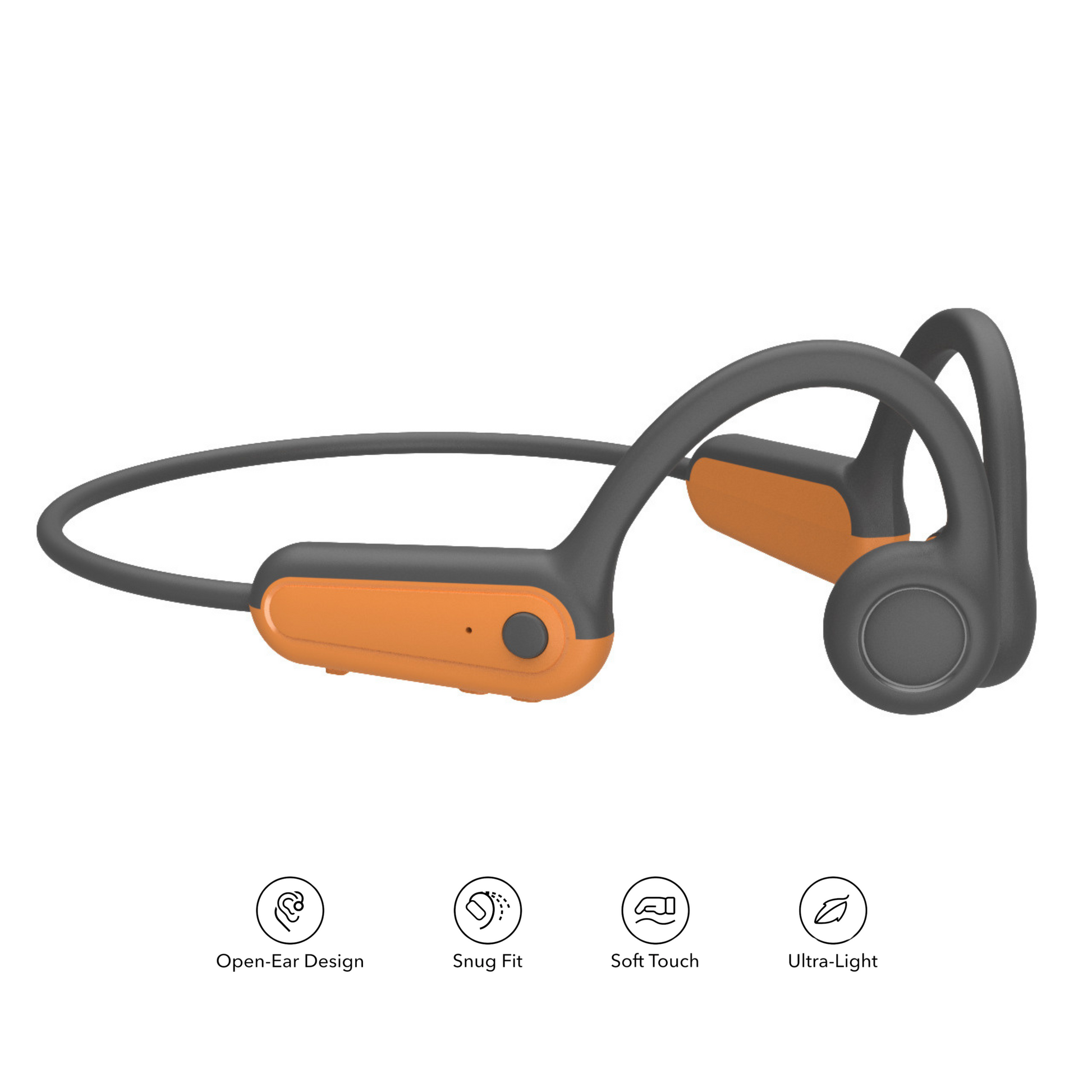 Bone conduction headphones in orange color