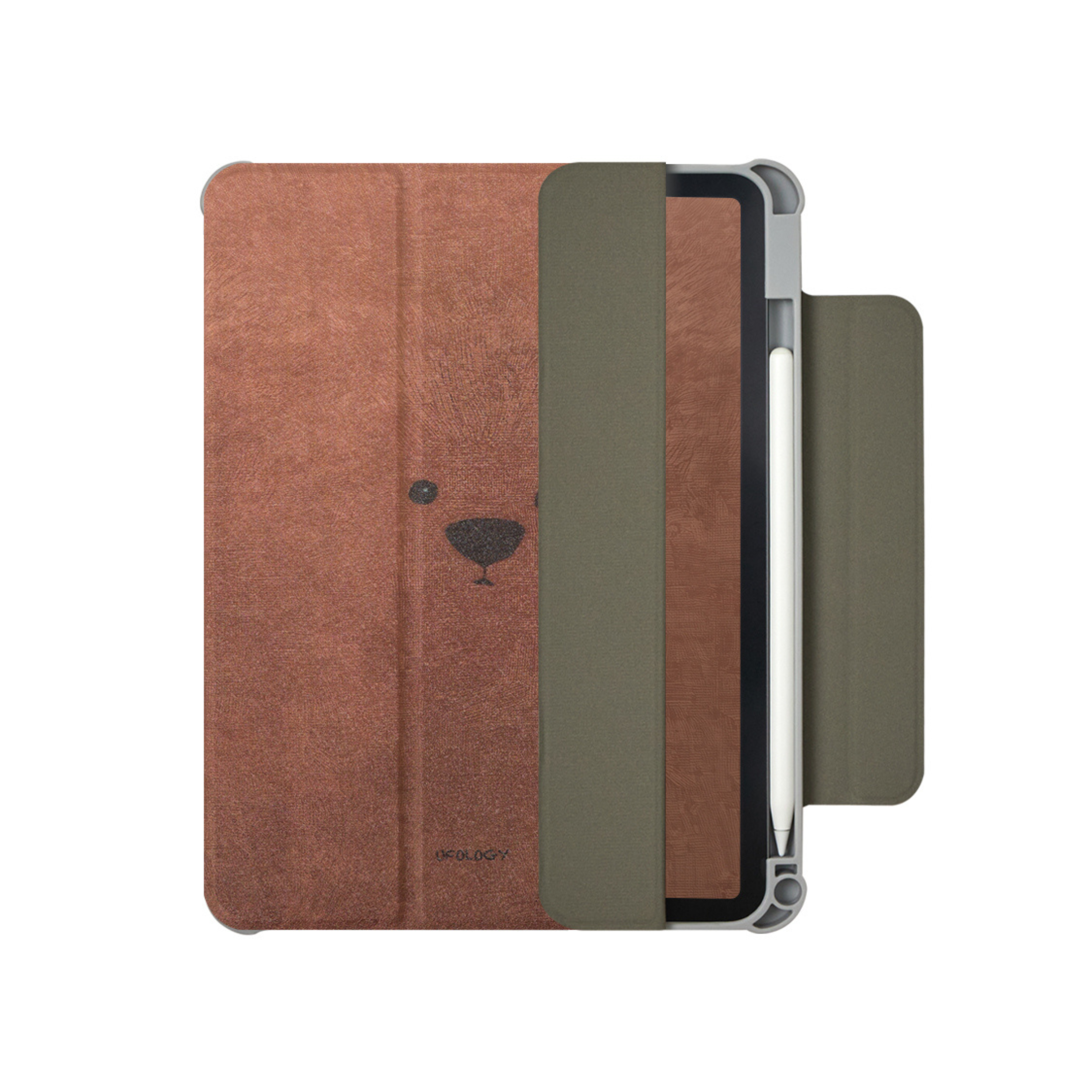 メタリック￼ブラウン、iPadカバー Cute Bear iPad Case - Detachable Magnetic Smart Folio – Mave