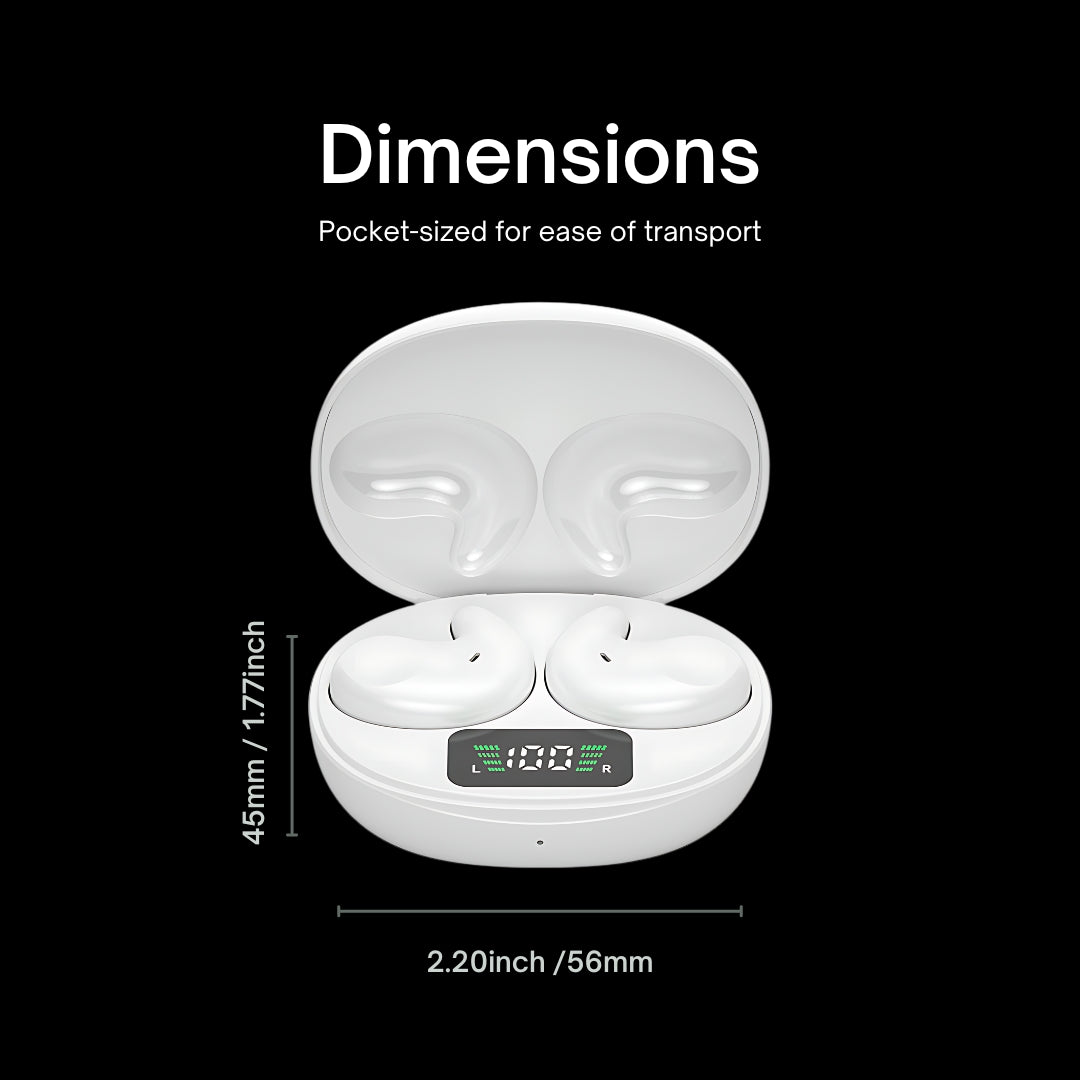 Compact design of SleepEase noise-canceling earbuds for pocket-sized portability.