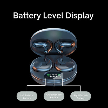 SleepEase noise-canceling earbuds with battery level display