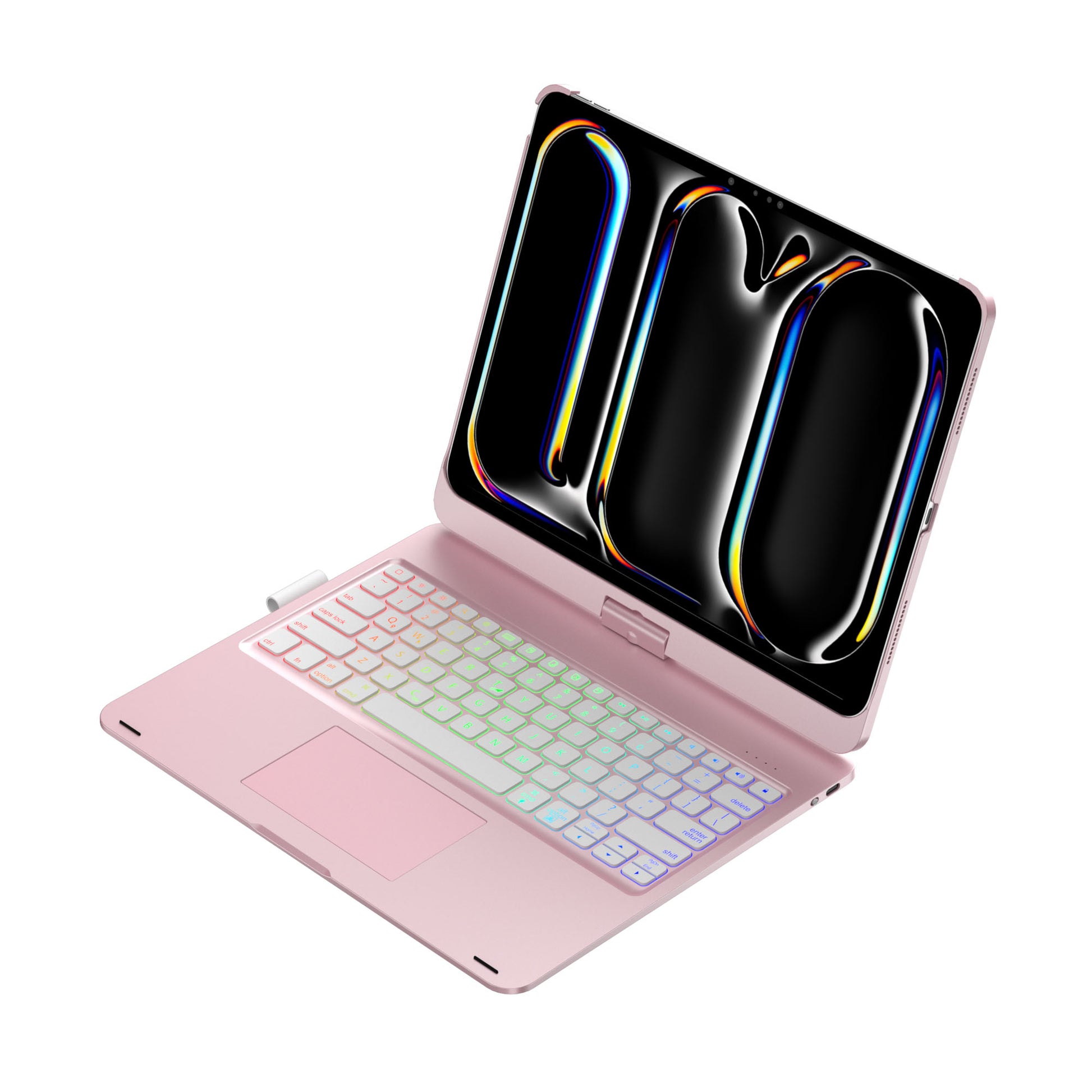 Pink iPad keyboard with pencil holder