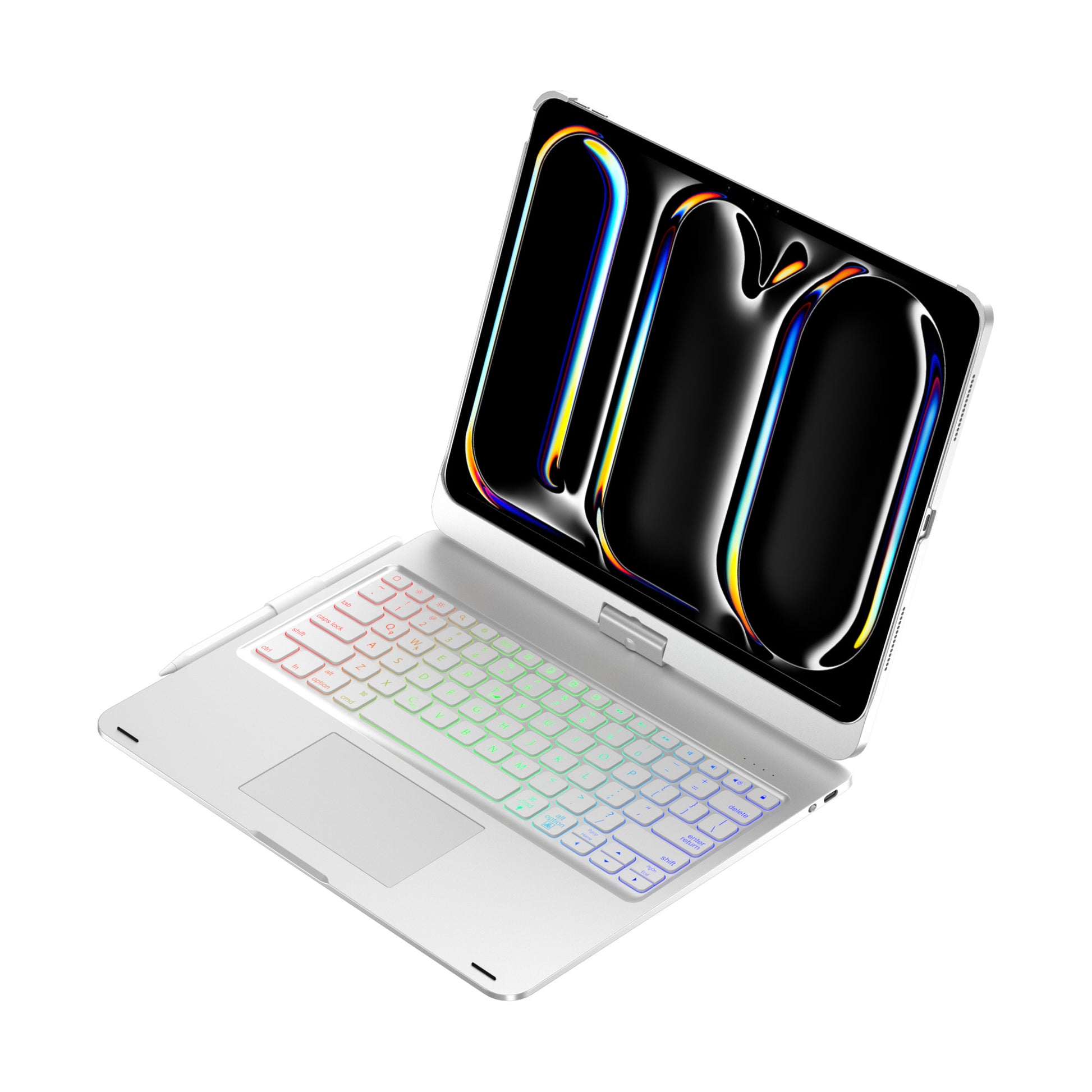With Mouse Keyboard Case For IPad Pro 13 Inch 2024, Built-in Trackpad Pencil Holder Detachable Bluetooth Keyboard Touch Keyboard For IPad Pro 2024 13'',Pink